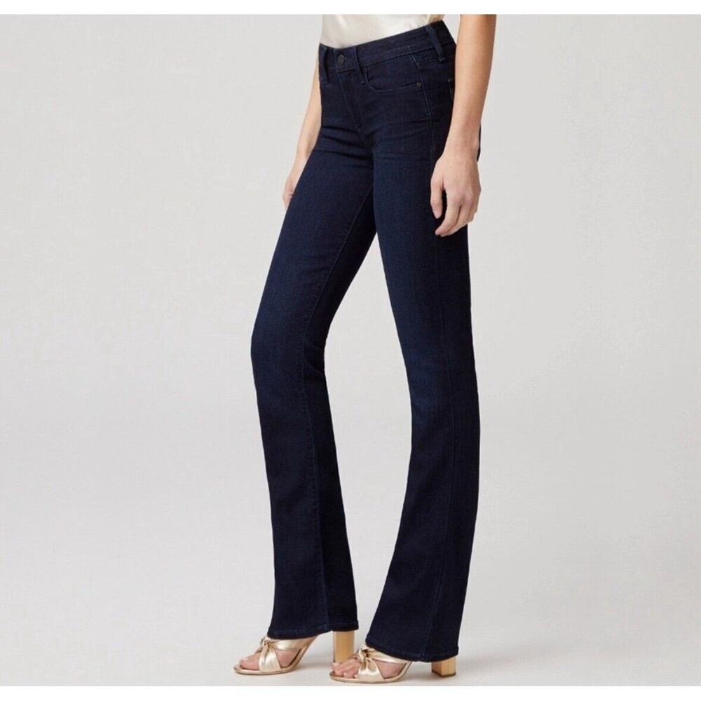 New women's sz 24 /00 Paige light flare dark navy denim pocketed jeans - Picture 6 of 6